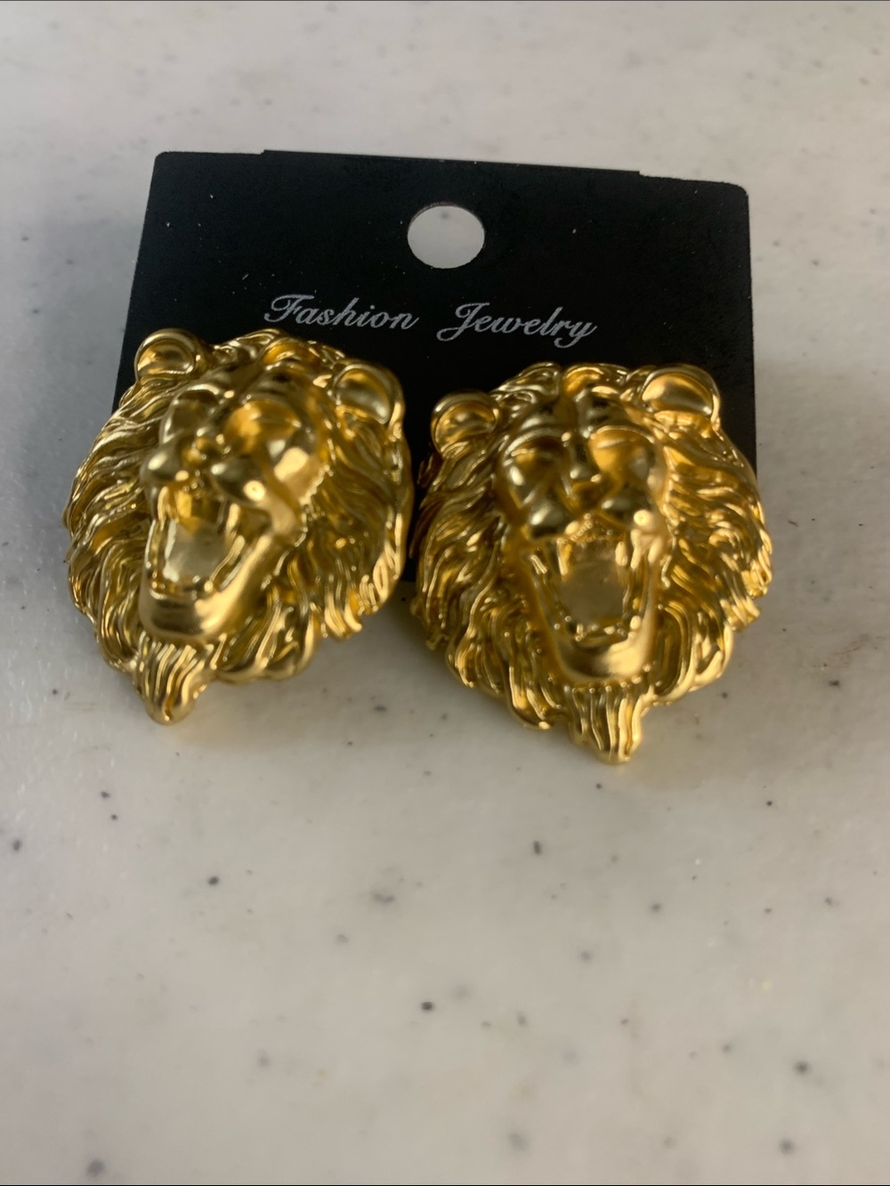 Fashion Jewelry Gold Lion Head Earrings
